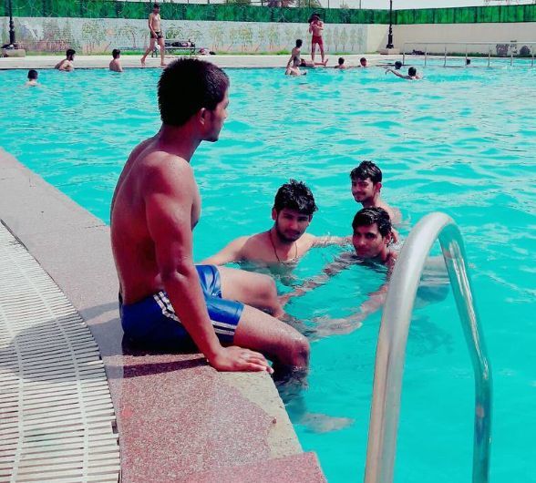 Ankit in the swimming pool